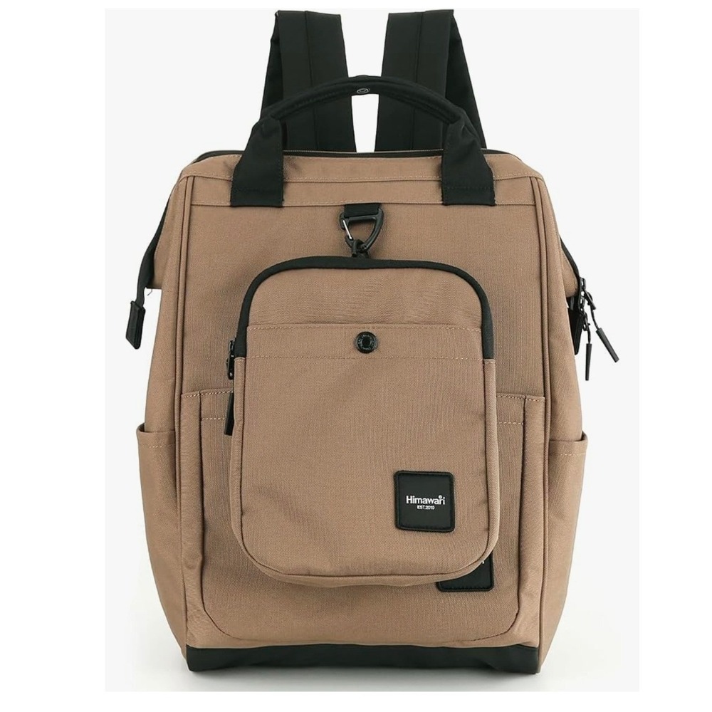 Himawari 14.9 inch Laptop Backpack Mocha Brown Waterproof Travel Bag
